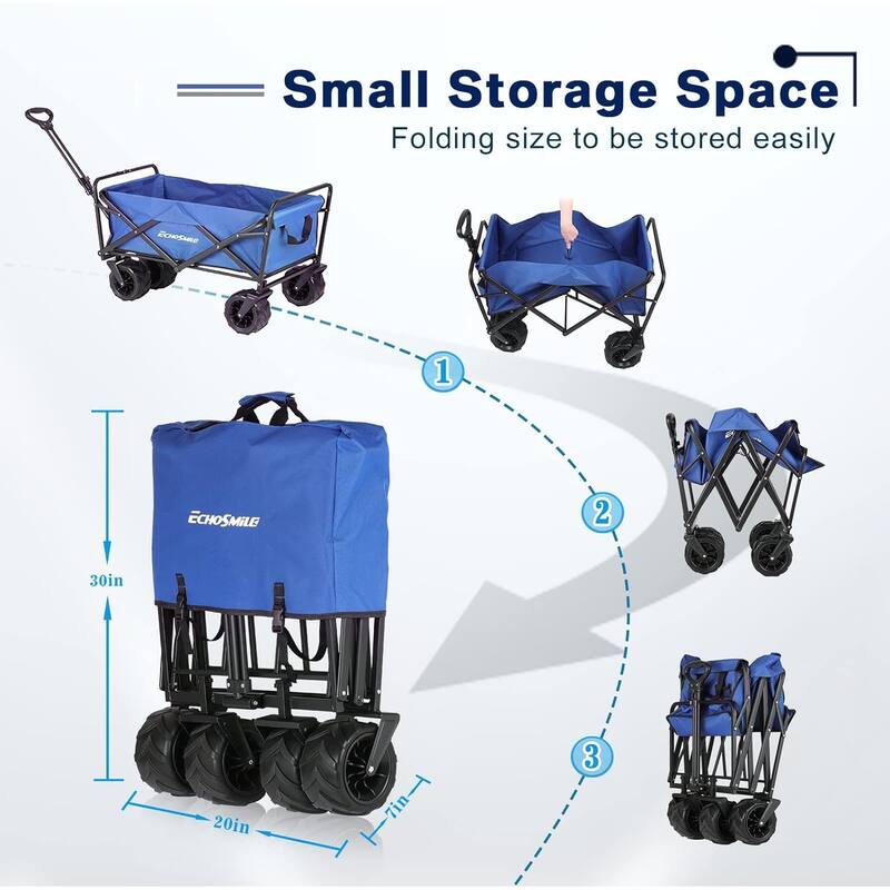 Heavy-Duty 350lb Capacity All-Terrain Folding Wagon - Collapsible Utility Cart with Large Wheels