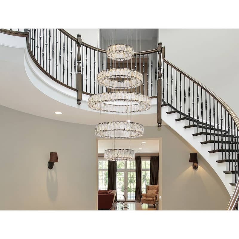Indigo Home 25 inch LED five ring chandelier in black