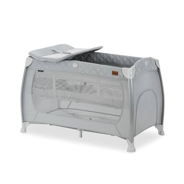 slide 2 of 8, hauck Play N Relax Center Portable Baby Playard Crib w/ Travel Bag, Quilted Grey - 22