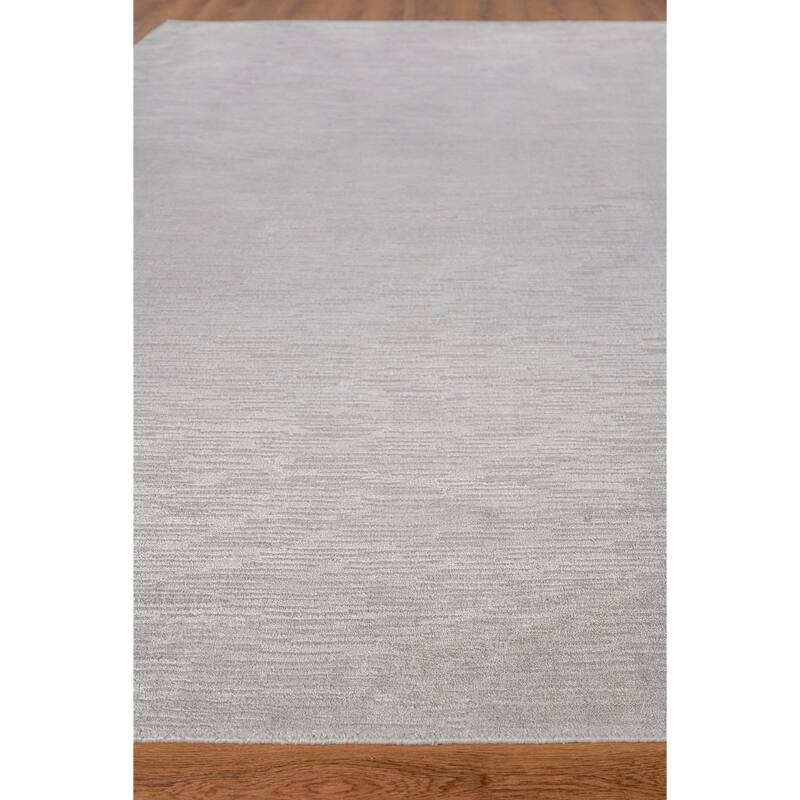 EXQUISITE RUGS Tangaro Hand-loomed Bamboo Silk/Banana Silk Silver Area Rug.