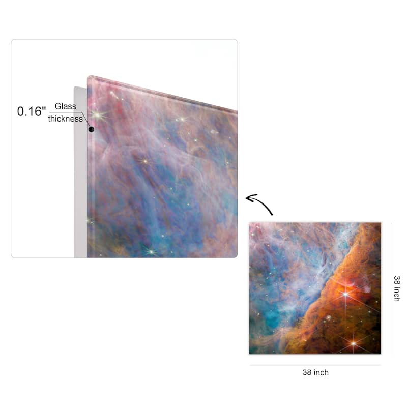 Empire Art Direct Shimmering Orion Nebula Printed Tempered Glass Wall Art - Multi-Color