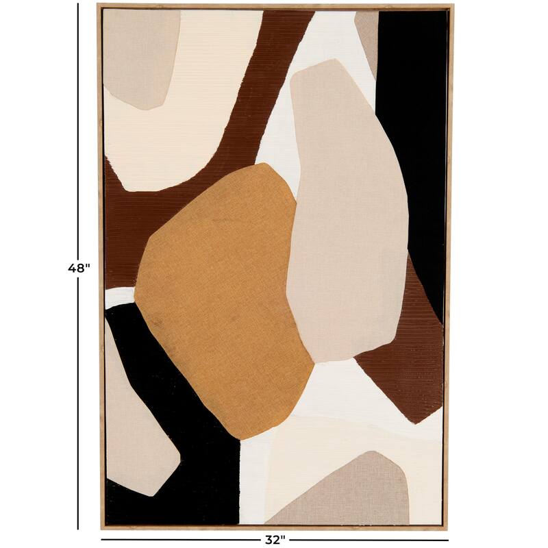 Wooden Geometric Abstract Overlapping Circle Wall Art with Cream Accents - Brown - Roche River Decor
