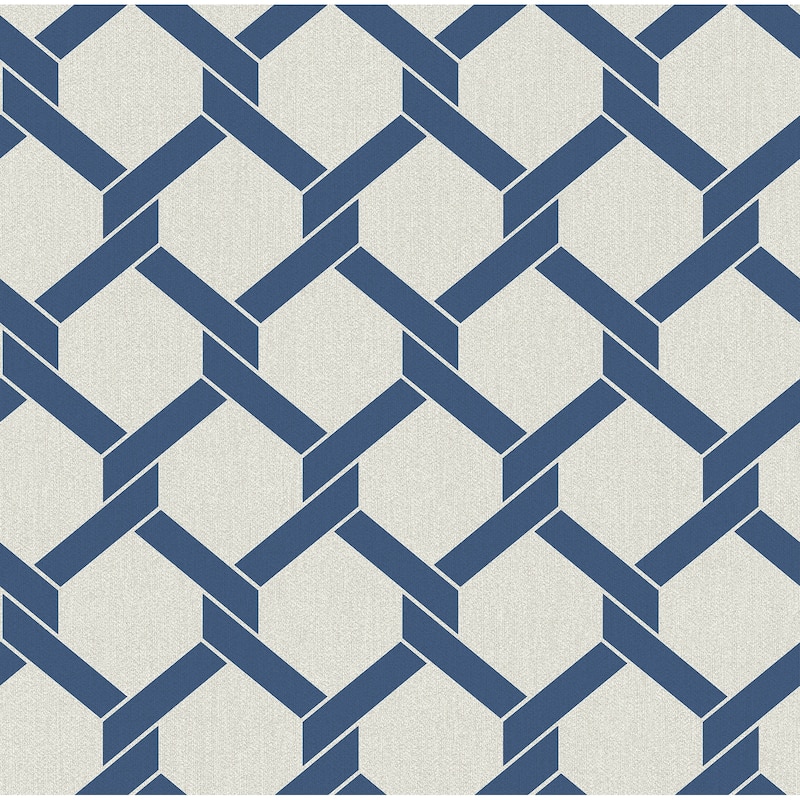 A-Street Prints Payton Blue Hexagon Trellis Wallpaper