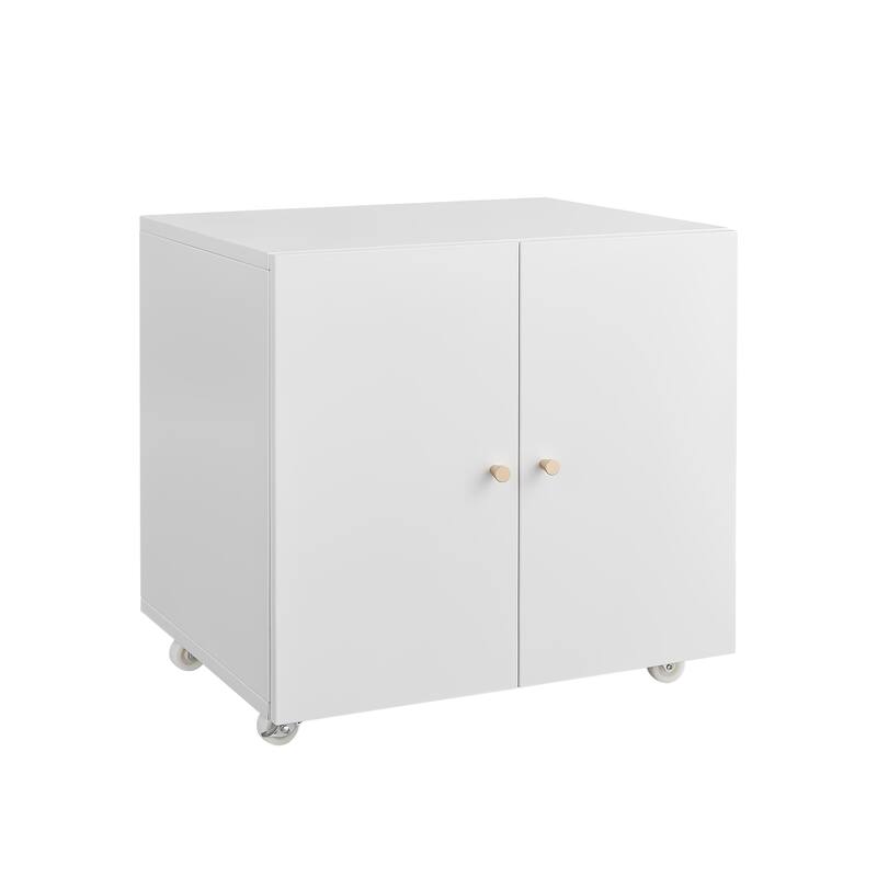 Printer Stand with Wheels, Mobile Filing Cabinet - White