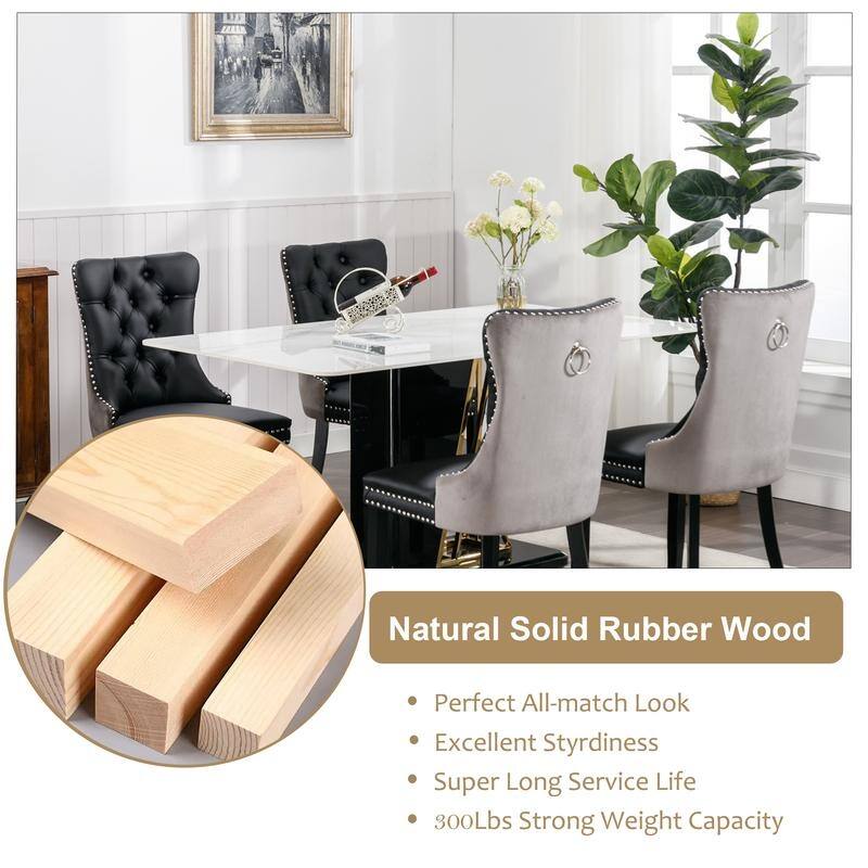 Modern Tufted Velvet Upholstered Nailhead Dining Chair Set of 6