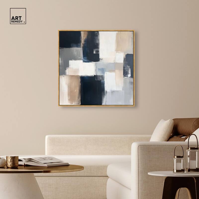 Blue and Tan Abstraction I Canvas by Art Remedy