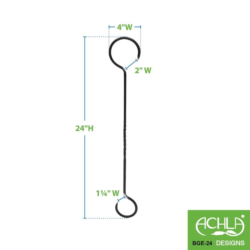 Achla Designs 24" L Black Wrought Iron Hook Extenders w/Twist (Set of 2)