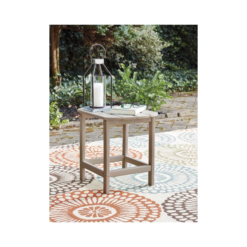Signature Design by Ashley Sundown Treasure Outdoor Rectangular Poly All Weather End Table - Grayish Brown