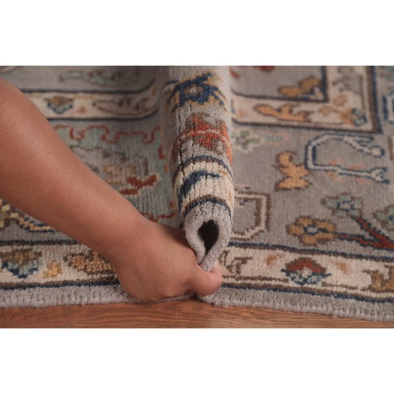 Floral Oushak Indian Area Rug Handmade Wool Carpet - 7'8"x 9'10"
