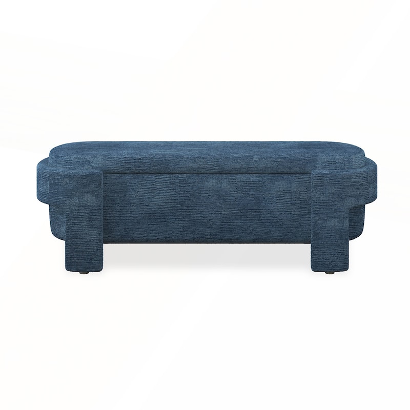 Linen Fabric Upholstered Bench with Large Storage Space
