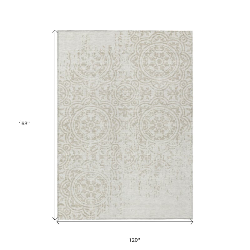 HomeRoots Medallion Transitional Rectangle Outdoor Rug