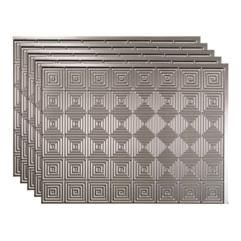 FASÄDE Miniquattro Decorative Vinyl Backsplash Panel - 5 Pack - Brushed Nickel