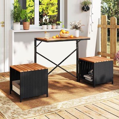 Costway 2-in-1 Outdoor Convertible Bench with Metal Frame PE Rattan - See Details