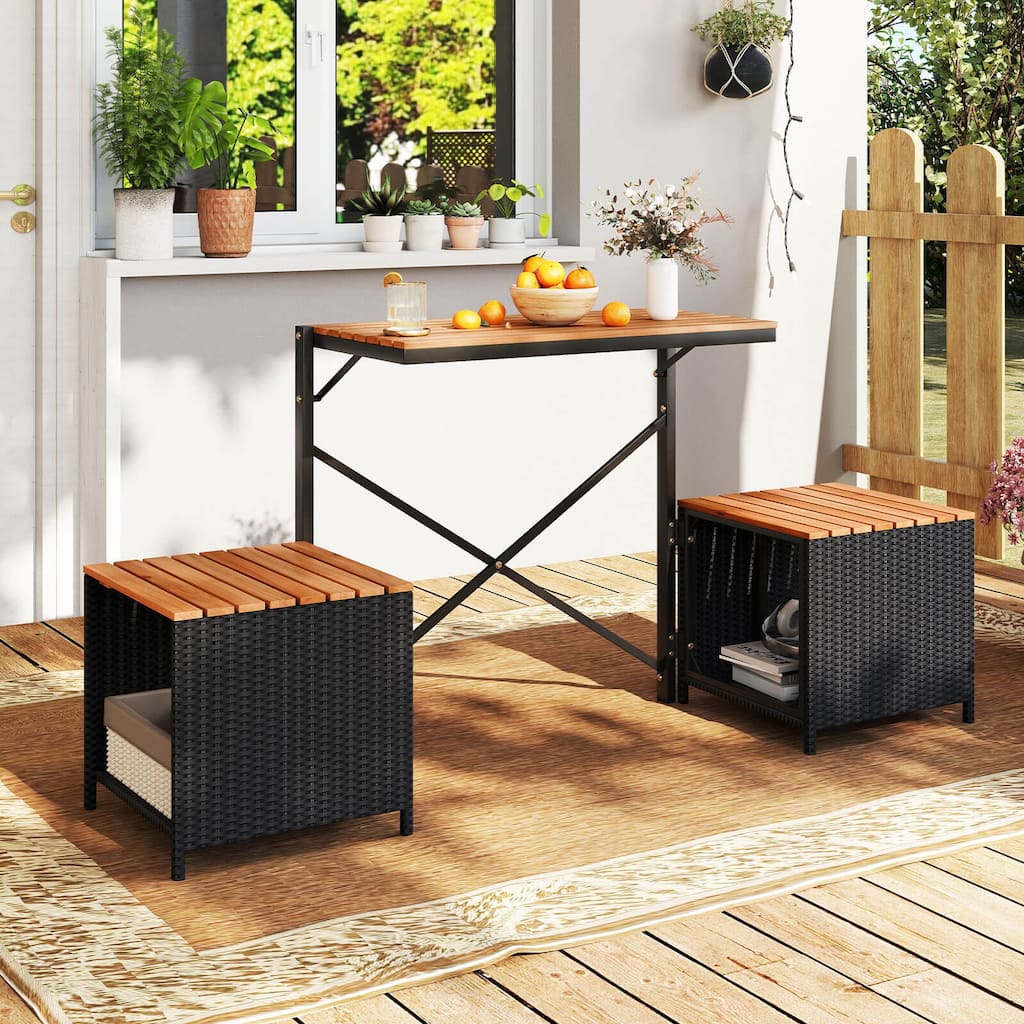 Costway 2-in-1 Outdoor Convertible Bench with Metal Frame PE Rattan - See Details