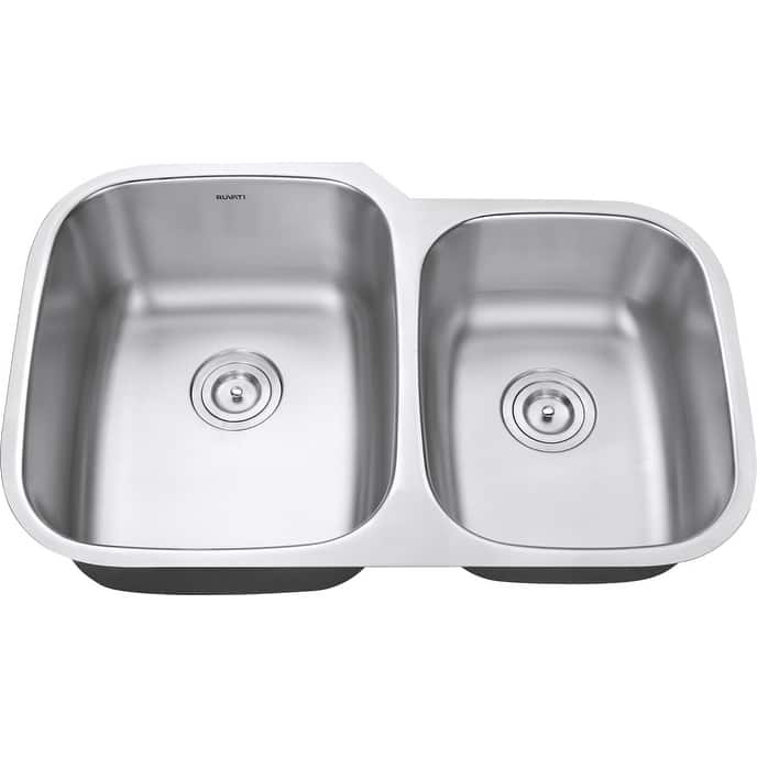 Ruvati 32-inch Undermount 60/40 Double Bowl 16 Gauge Stainless Steel Kitchen Sink - RVM4310 - 32-1/8″ x 20-5/8″