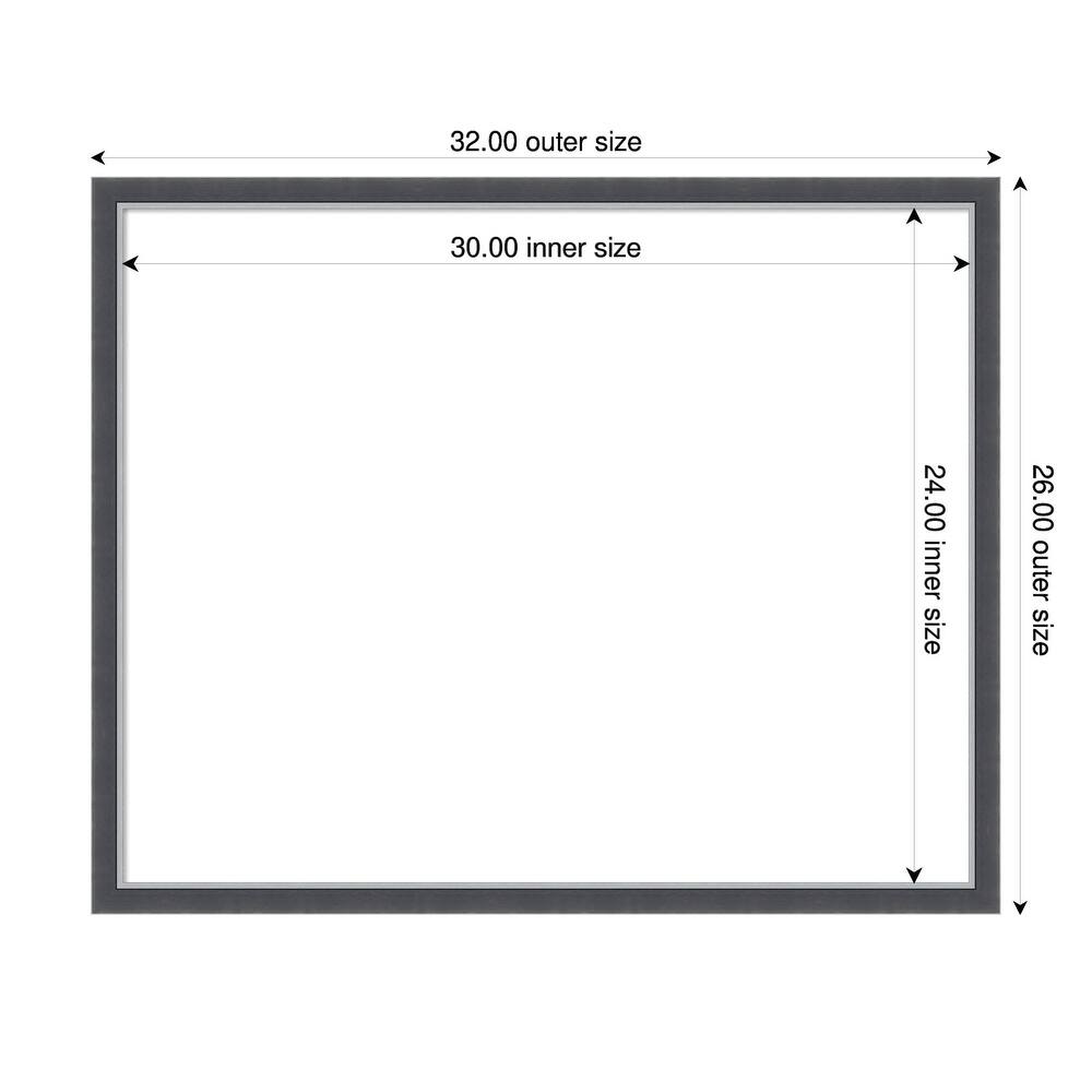 Amanti Art Eva Black Silver Thin Framed Dry Erase Magnetic Board