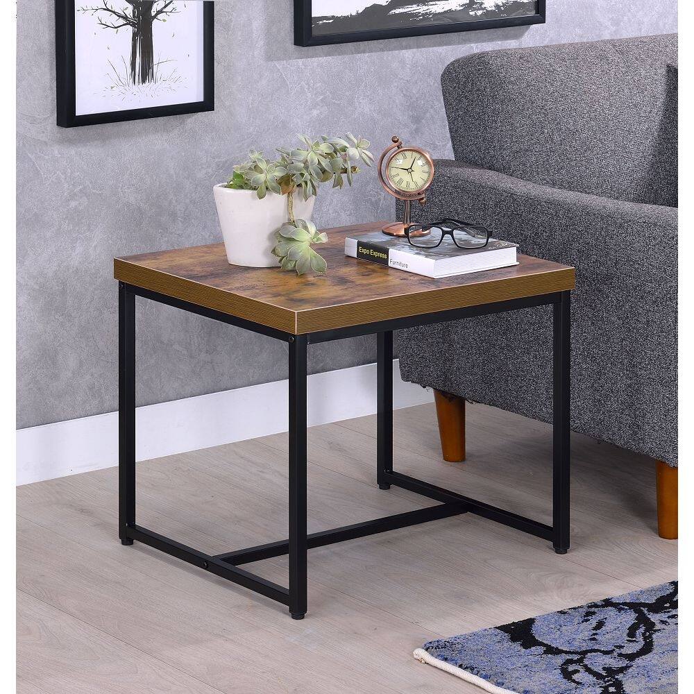 Wooden End Table in Weathered
