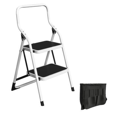 2-Step Stool - Folding Ladder with Handrails by Stalwart (White)