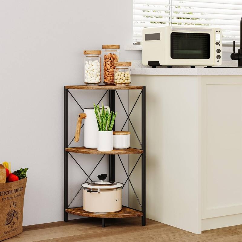 Corner Shelf with Metal Frame - 11.8"D x 11.8"W x 26.9"H
