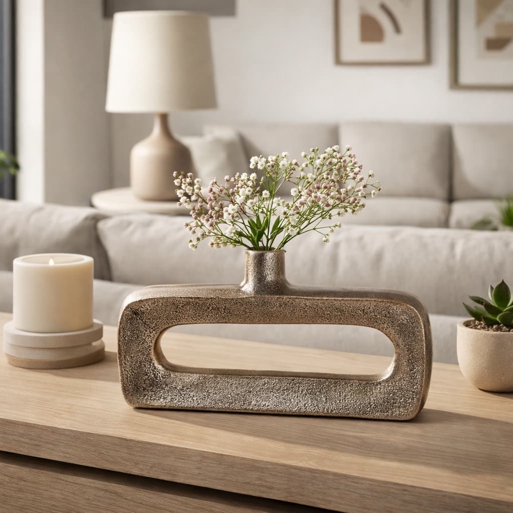 Modern Metal Open Cut Out Bud Vase - Short Flower Vase