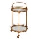 preview thumbnail 2 of 5, Brass Metal Rolling 2 Mirrored Shelves Bar Cart with Wheels and Handle