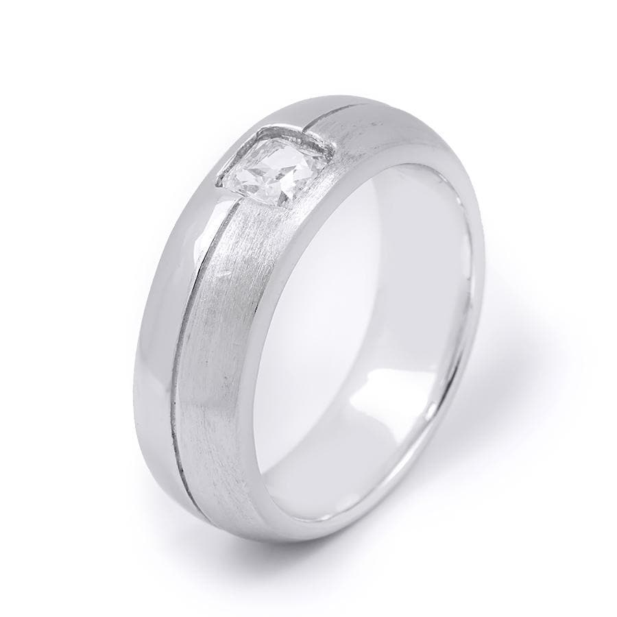 MayaMila Men's 7mm Anniversary Wedding Band Ring 0.75 Carat CZ Sterling Silver