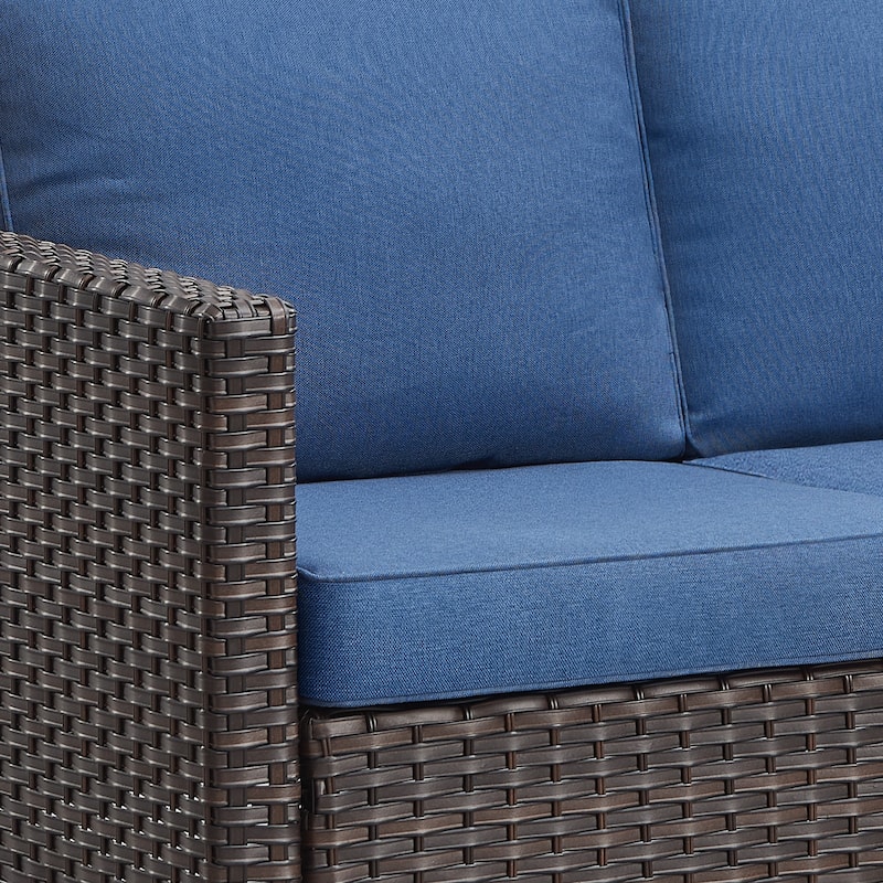 3-Seat Patio Wicker Sofa with Deep Seat