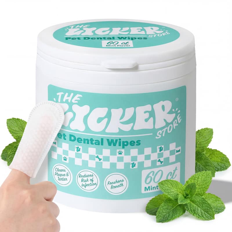Dog Dental Finger Hypoallergenic Wipes with Extracts of Aloe Vera Leaf, Coconut Oil, Honey (60 Count) - 1-Pack - 60 Count - Mint -Scented