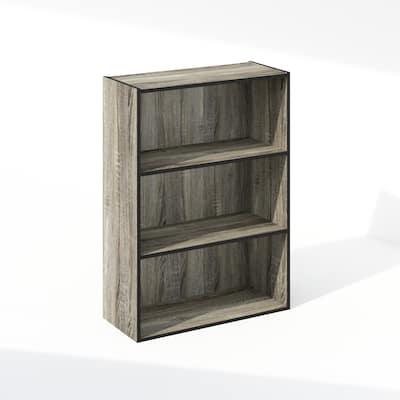 31.5 in. Tall Grey Oak Wood 3-Shelf Bookcase