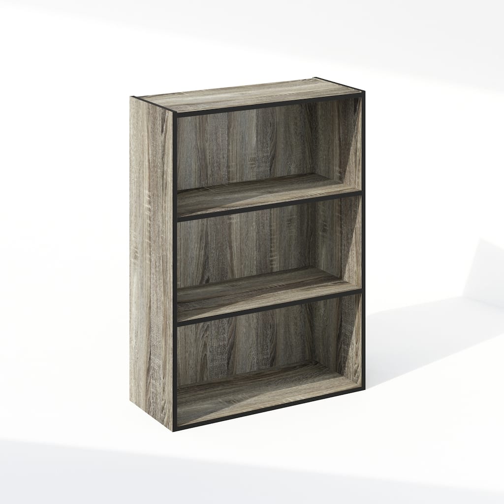 31.5 in. Tall Grey Oak Wood 3-Shelf Bookcase