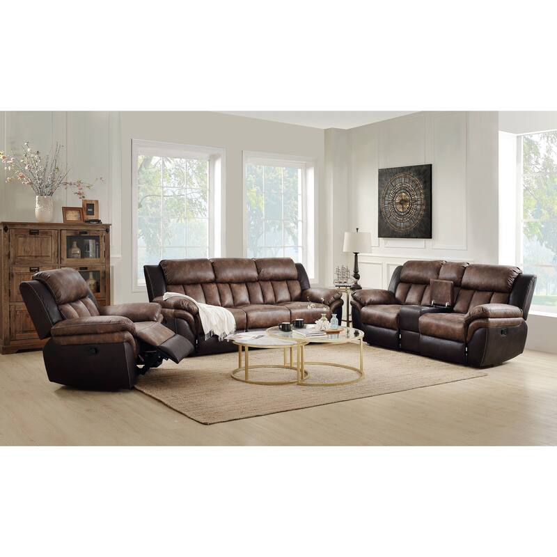 Northrup Toffee and Espresso Motion Loveseat with Console