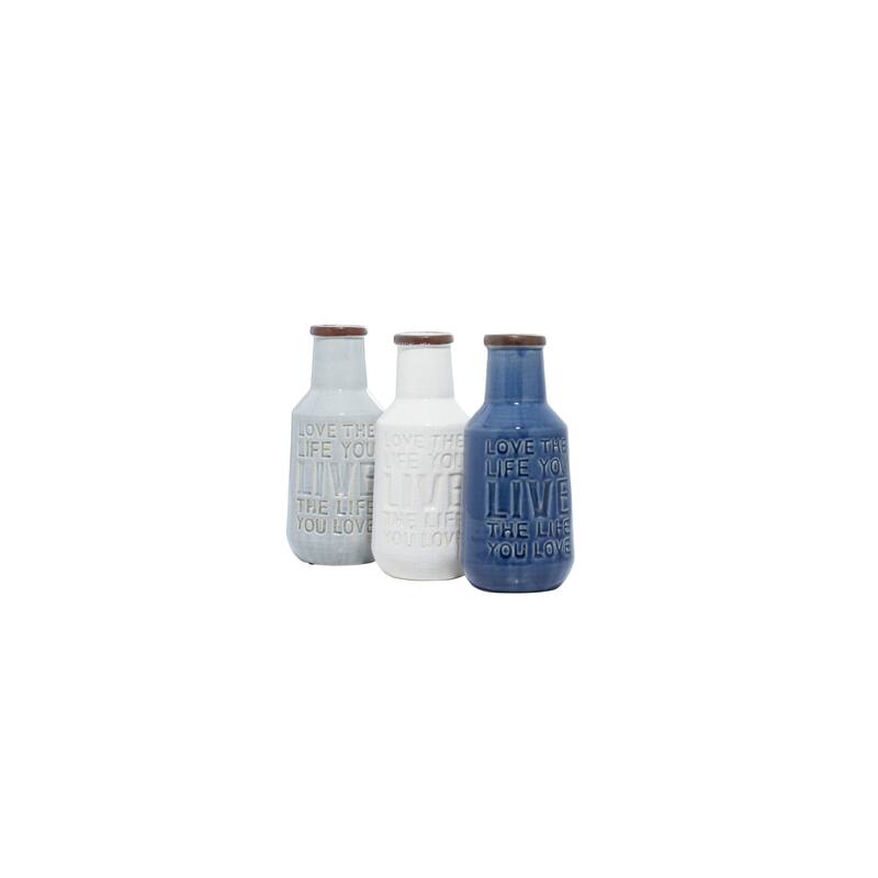 Multi Colored Porcelain Ceramic Decorative Vase (Set of 3)