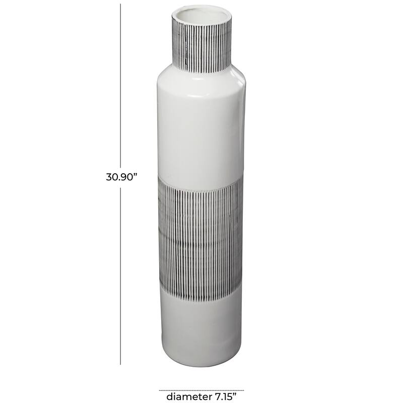 White Ceramic Handmade Decorative Vase - 7"W, 31"H