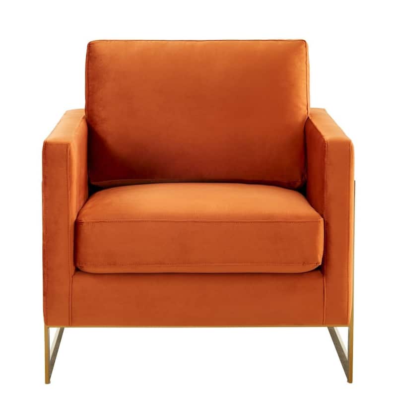 Lincoln Modern Velvet Upholstered Accent Designer Lounge Chair with Gold Frame for Living Room, Bedroom and Home Office - 34"