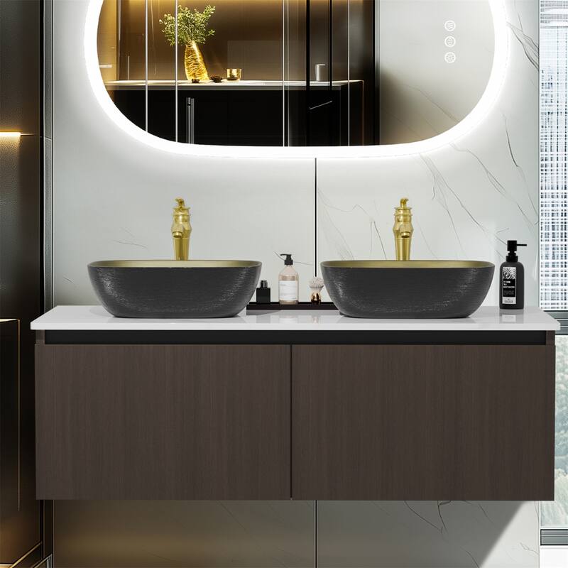 32/40/48 inch Bathroom Vanity with Sink Floating Ceramic Basin Cabinet - 48x20inch