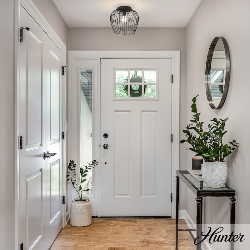 Hunter Redding Matte Black 1 Light Flush Mount - Industrial - Hallway, Bathroom, Entryway, Patio