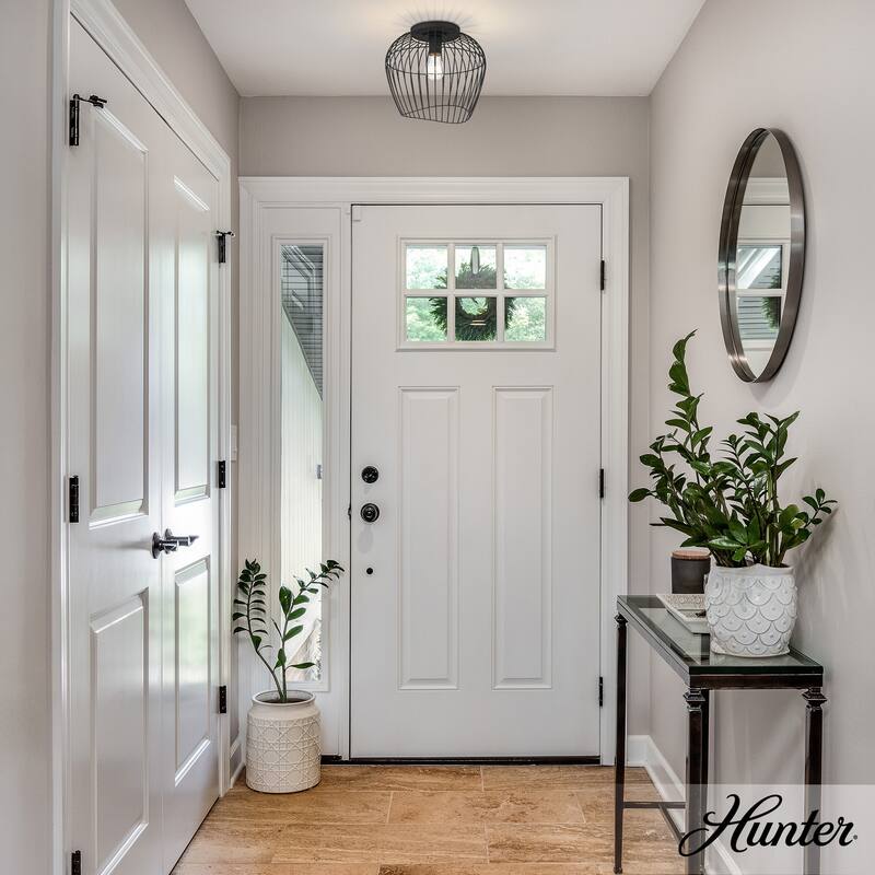 Hunter Redding Matte Black 1 Light Flush Mount - Industrial - Hallway, Bathroom, Entryway, Patio