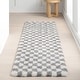 preview thumbnail 39 of 40, Nuloom Adelaide Mid-Century Checkered Shag Area Rug 2' 8" x 8' - Light Grey