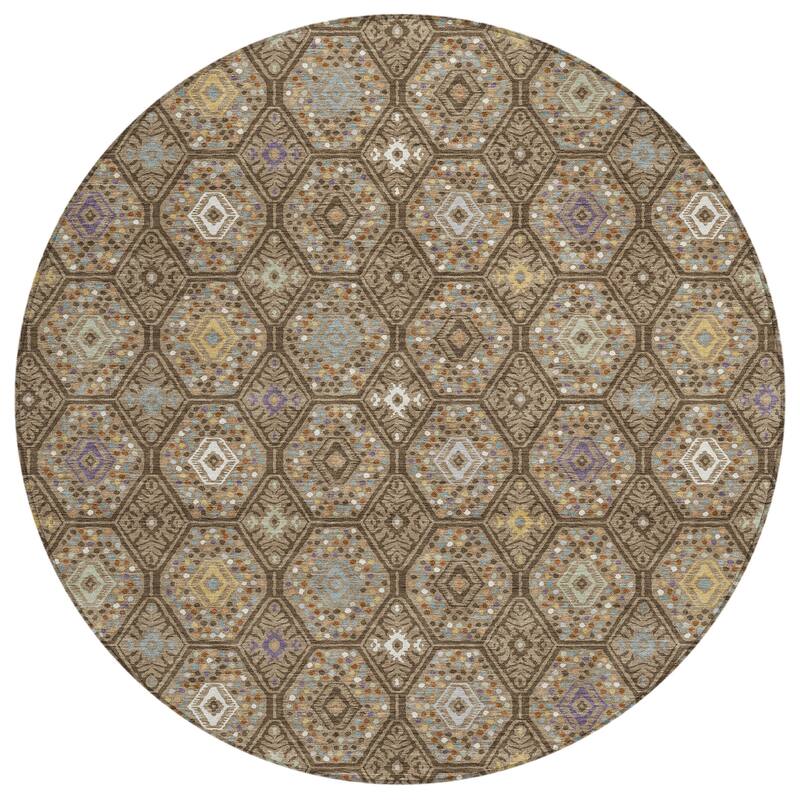 Machine Washable Indoor/ Outdoor Modern Hexi Chantille Rug