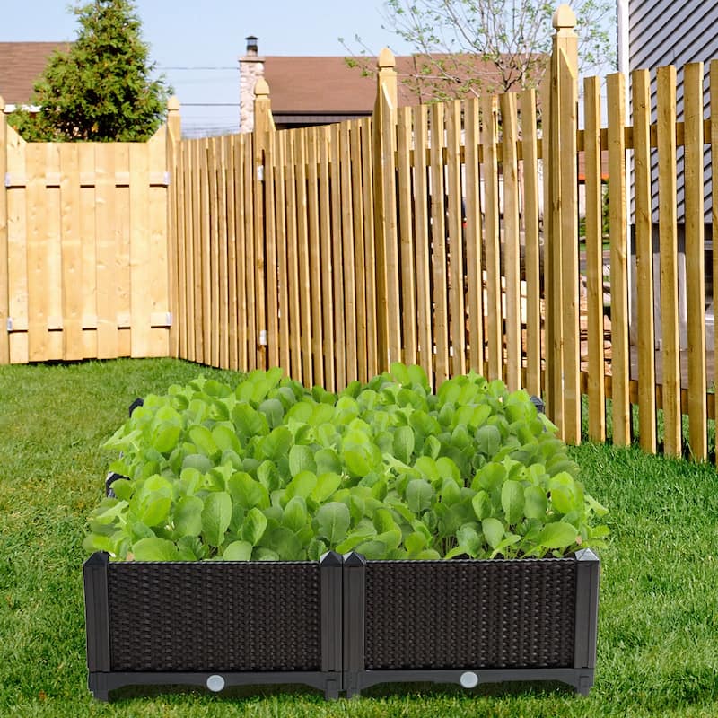 Costway Set of 4 Raised Garden Bed Elevated Flower Vegetable Herb Grow - See Description