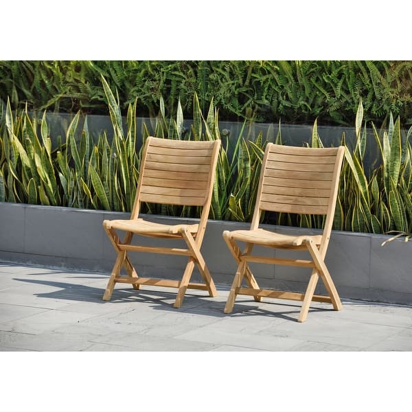 Tottenville Teak Folding Patio Chairs (Set of 2) by Havenside Home 2