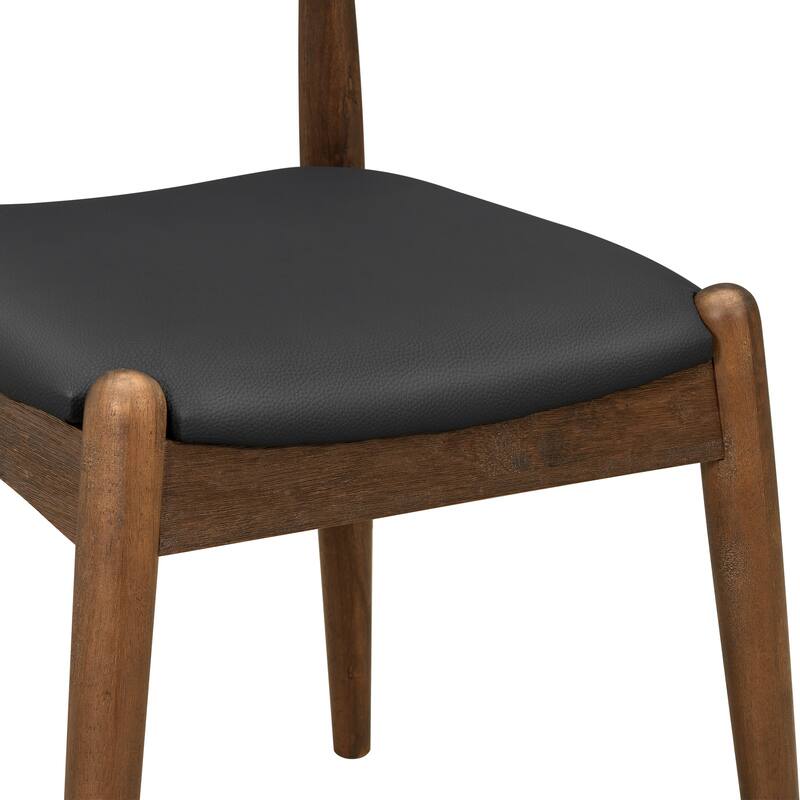 Set of 2 Rubberwood Dining Chairs, Ergonomic Backrest & Faux Leather Upholstery