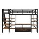 preview thumbnail 15 of 13, Full Size Metal Loft Bed with Staircase,Two 4-Tier Shelves,Low Table With 2 Mesh Shelves