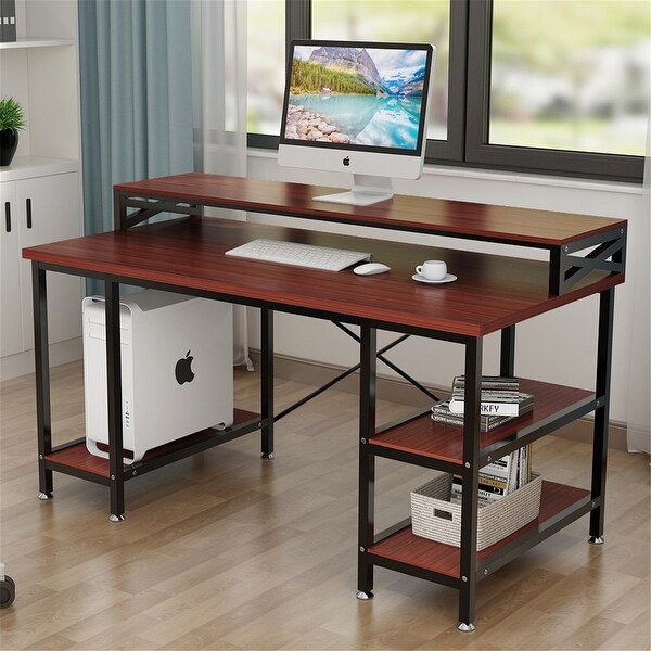 computer desk with shelf for monitor