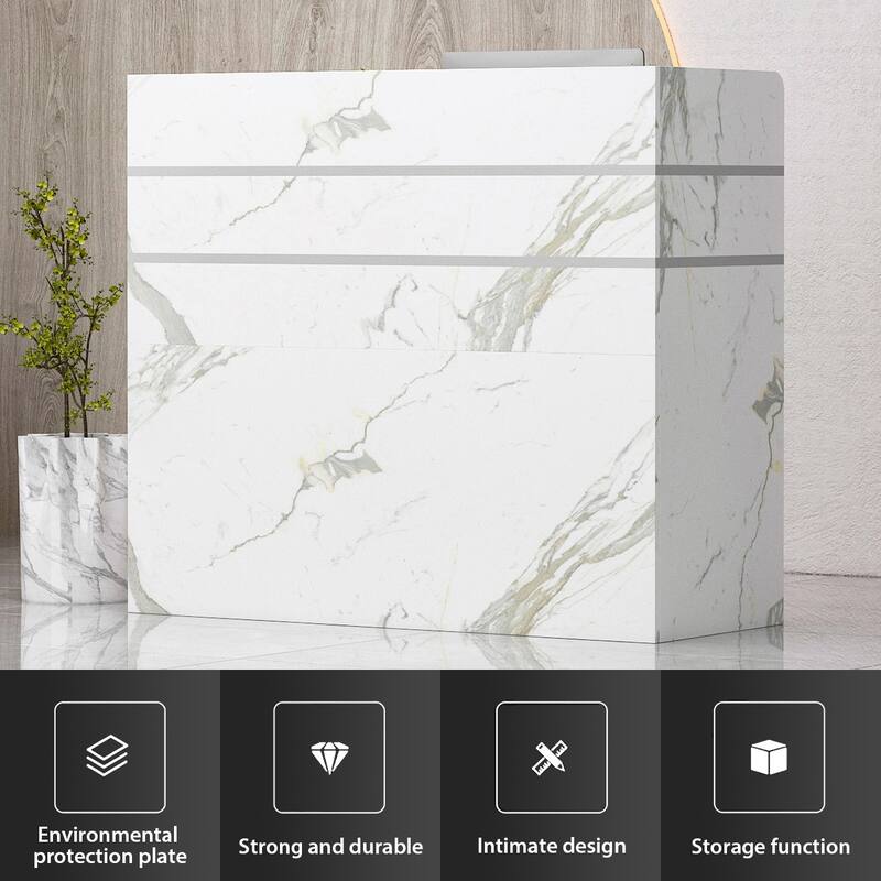 Reception Desk Front Counter Table with Drawer Shelf by Timechee