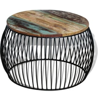 Vidaxl Coffee Table Round Solid Reclaimed Wood 26 8 X17 Overstock 18965520