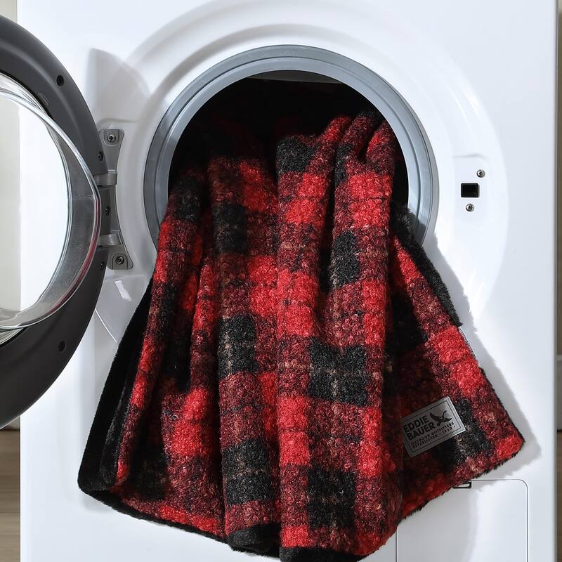 Eddie Bauer Printed Boucle/Faux Fur Throw Blanket