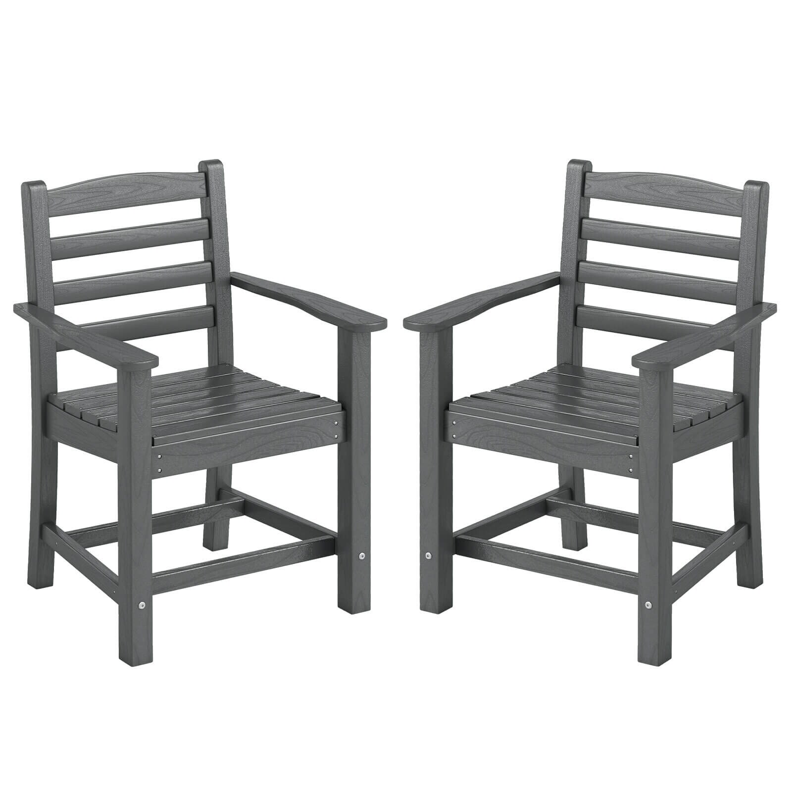 2/4PCS Patio Dining Chairs w/Wide Armrests & Curved Seat for Backyard