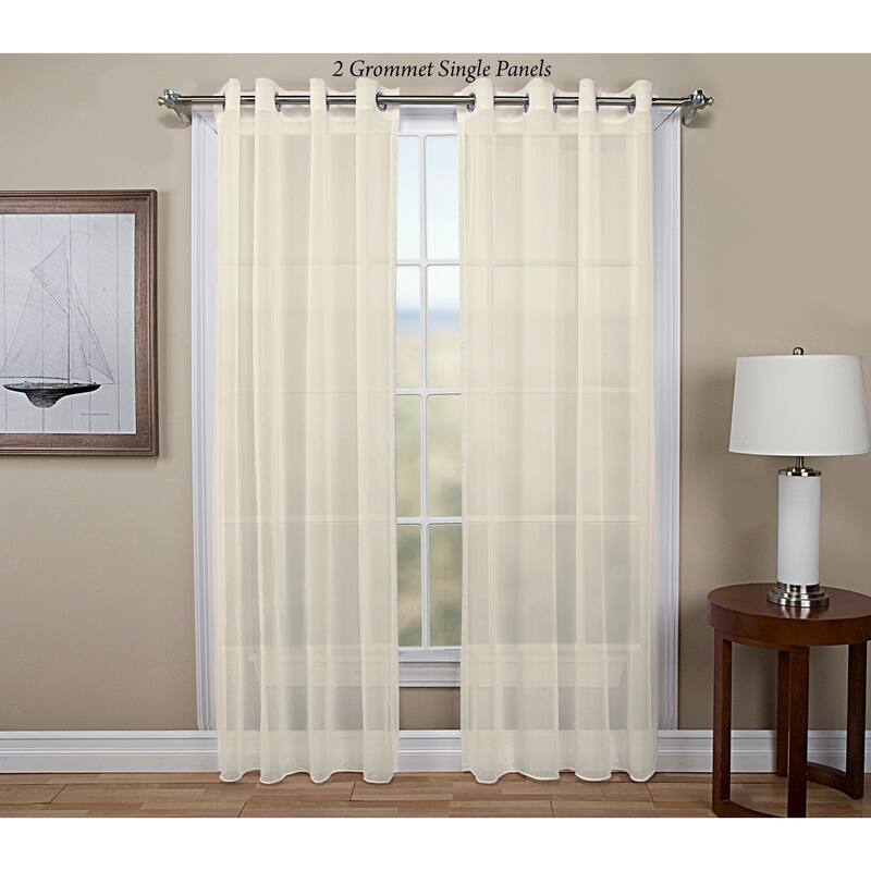 Tergaline Semi Sheer Grommet Pocket Curtain with Corded Bottom Hem