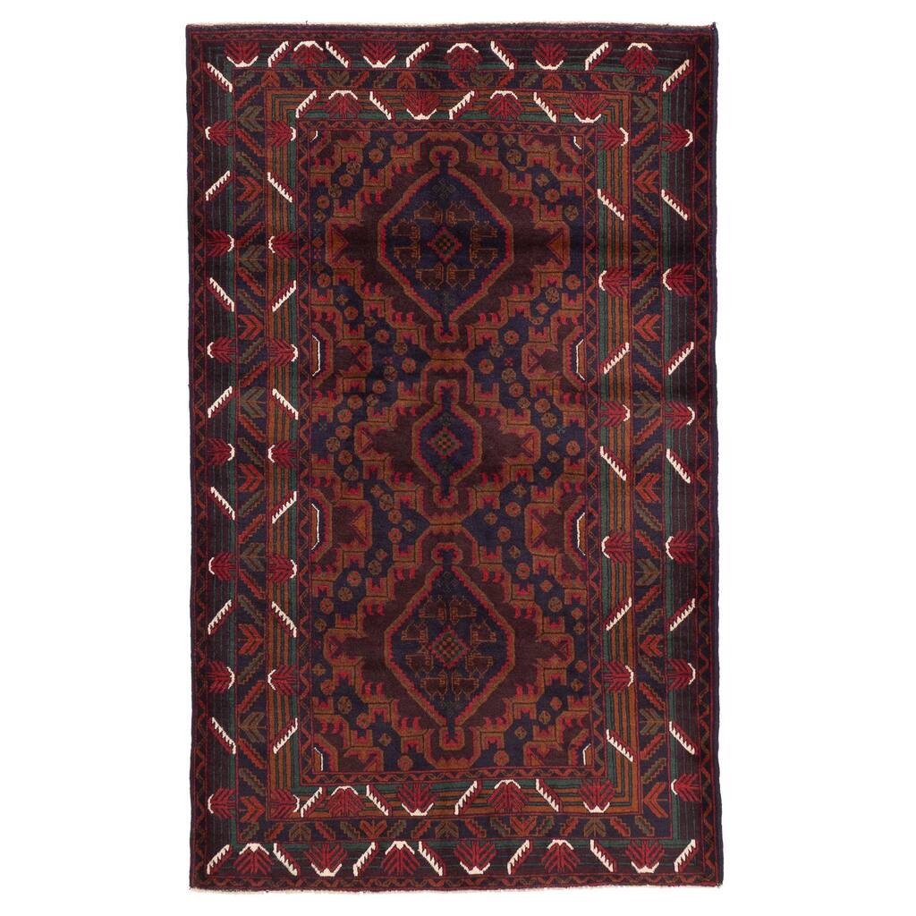 ECARPETGALLERY Hand-knotted Teimani Dark Navy Wool Rug - 3'10 x 6'3